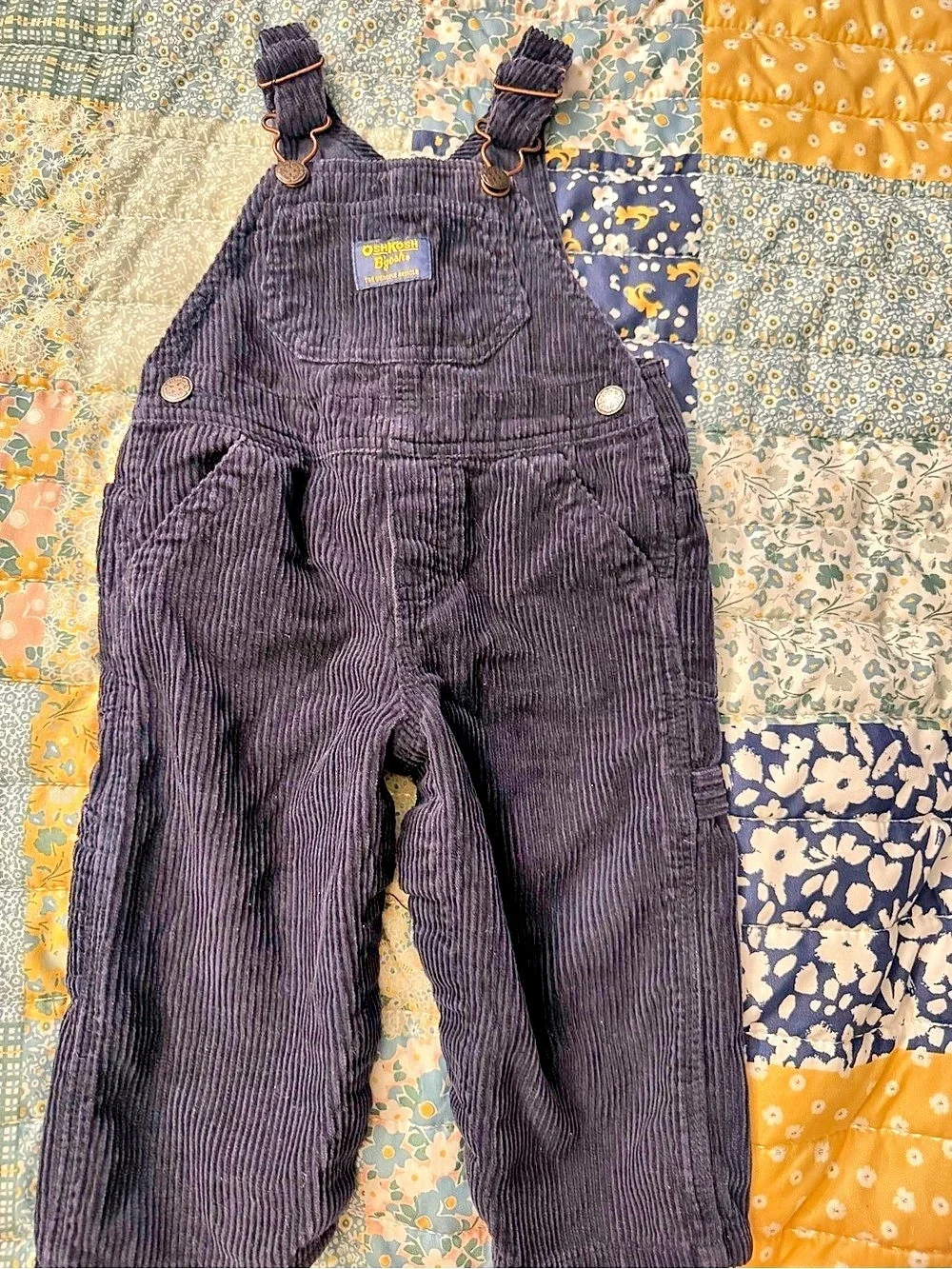 OshKosh B'gosh Velvet Baby Black Corduroy Overalls 12M